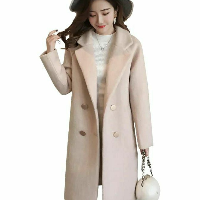 Extra Coat wanita Kinan mantel wol jaket wool winter import korean style jacket cewek hangat
