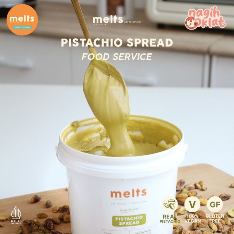 

MELTS Food Service Pistachio Spread - Kunafa Spread Kiloan 1KG | Selai Olesan Roti Bahan Topping Bakery Kue Pastry | Gluten Free Vegan - @nagihcoklat