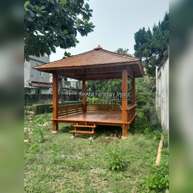 Gazebo Minimalis Jati 3x3m | Jual Gasebo Jati