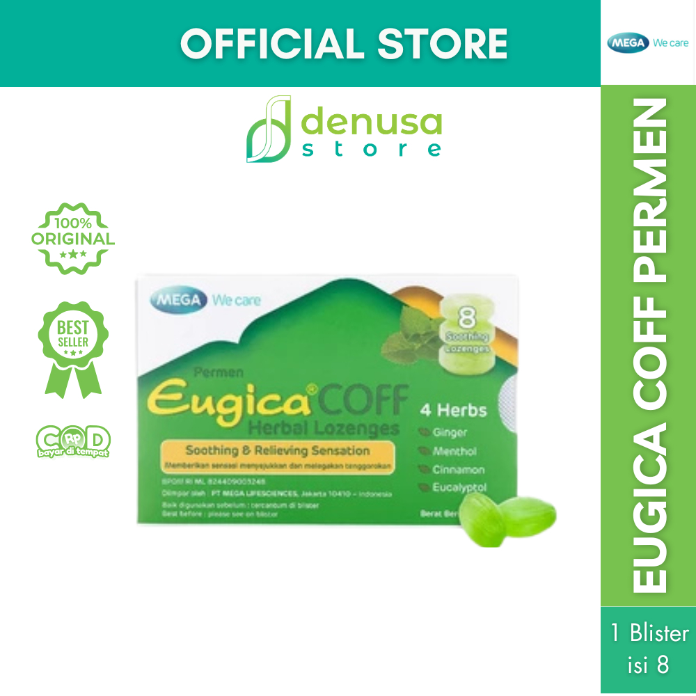 

MEGA We Care Eugica COFF Herbal Lozenges Menyejukkan Melegakan Tenggorokan Permen Hisap Isi 8