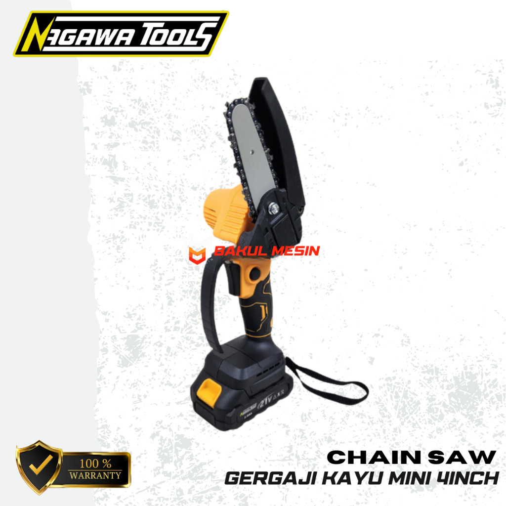 NAGAWA Cordless mini chain saw 4 inch gergaji kayu mini chainsaw