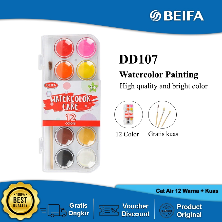 

Beifa Watercolor Painting / Cat Air Padat 12 Warna Gratis Kuas Kualitas Tinggi DD107