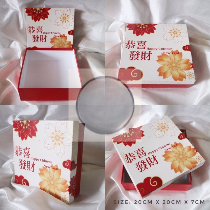 

Box Kue Hard Box Packaging Cookies Edisi Chinese New Year Imlek Motif Bunga Ukuran 20 x 20 x 7cm