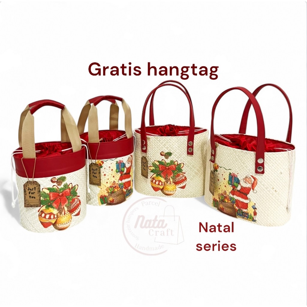

Natacraft-Tas Anyaman Natal Decoupage Tas Hampers Natal Tas Souvenir Natal Goodie Bag Natal Premium