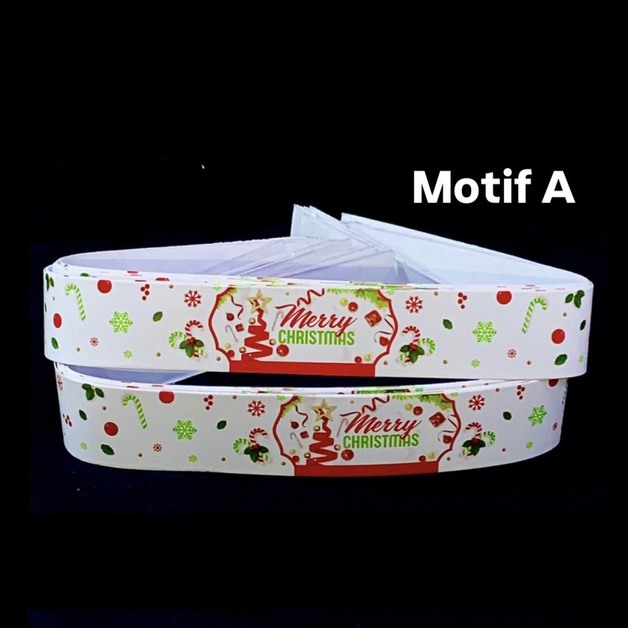 

(25 Pcs)Paper Belt Merry Chrristmas 3.5x50 Cm Sabuk Toples Kue Kering Natal Paperbelt Hampers