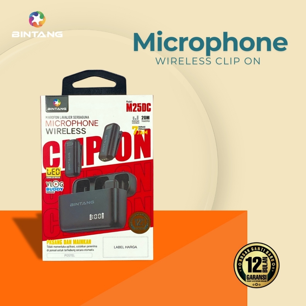 MICROPHONE WIRELESS CLIP ON BT LIGHTNING M25D