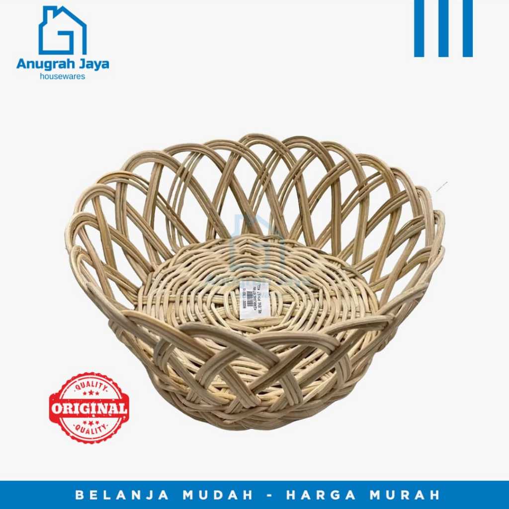 KERANJANG ROTAN REJENG PUTIH BULAT KECIL