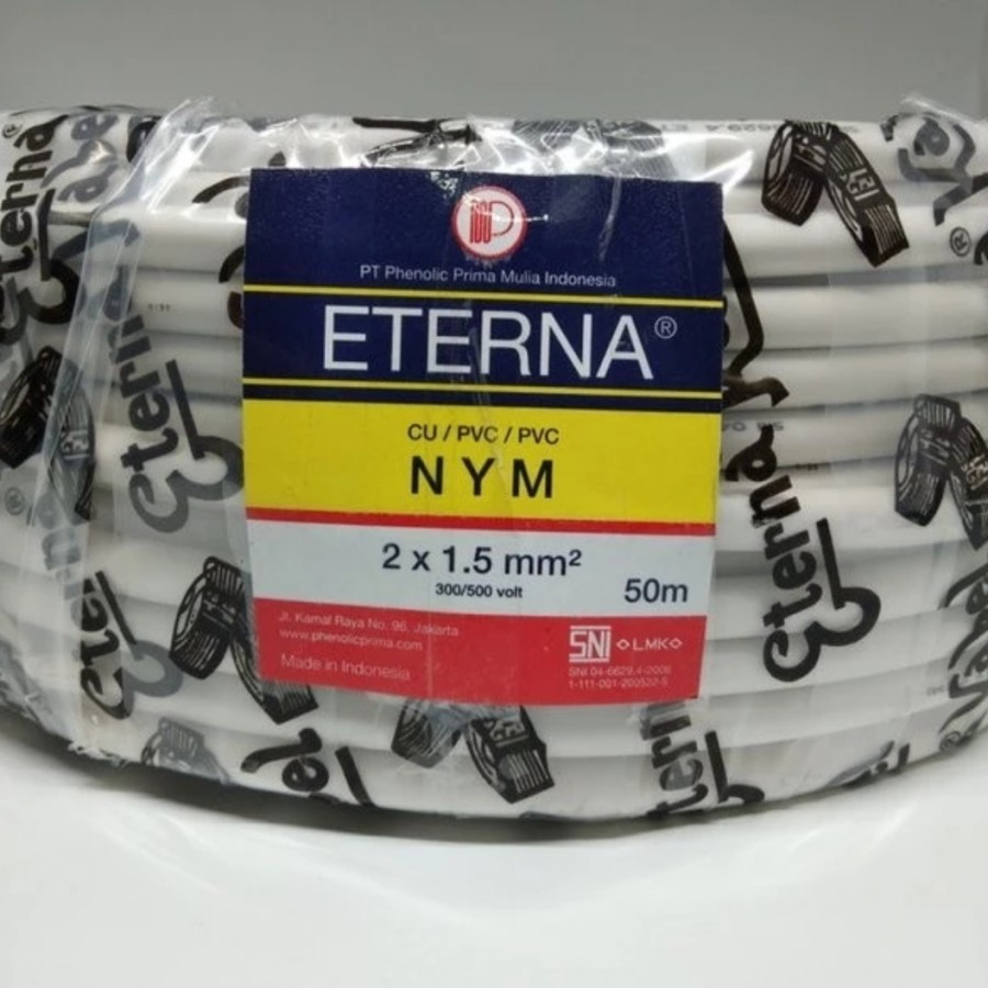 Kabel Eterna 2x1,5 (50 M) - Kabel Listrik ETERNA (NYM) 2x1,5 - 1 Roll (50 Meter)