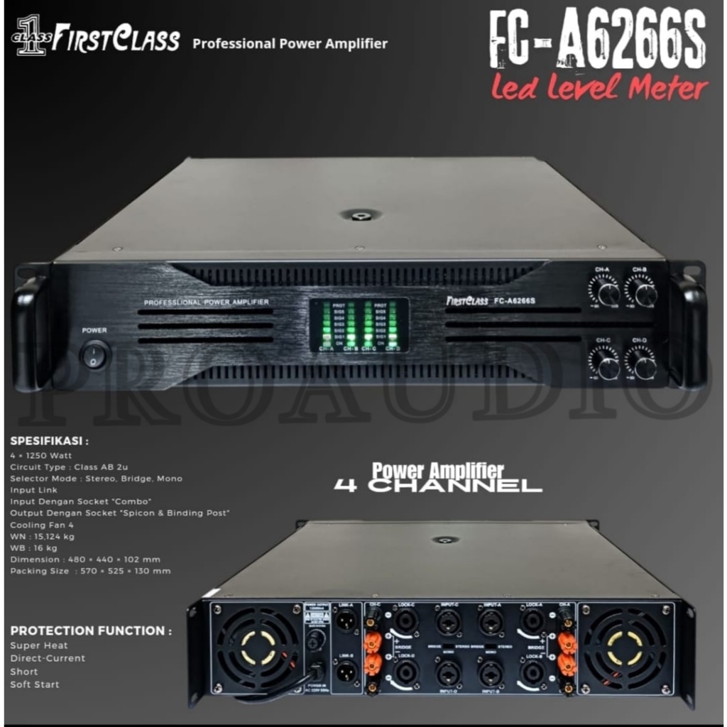 POWER AMPLI FIRST CLASS FC A6266S/ FCA6266S / FCA 6266 S / FC A 6266S / FC A 6266 S (SOFT START) 4 C