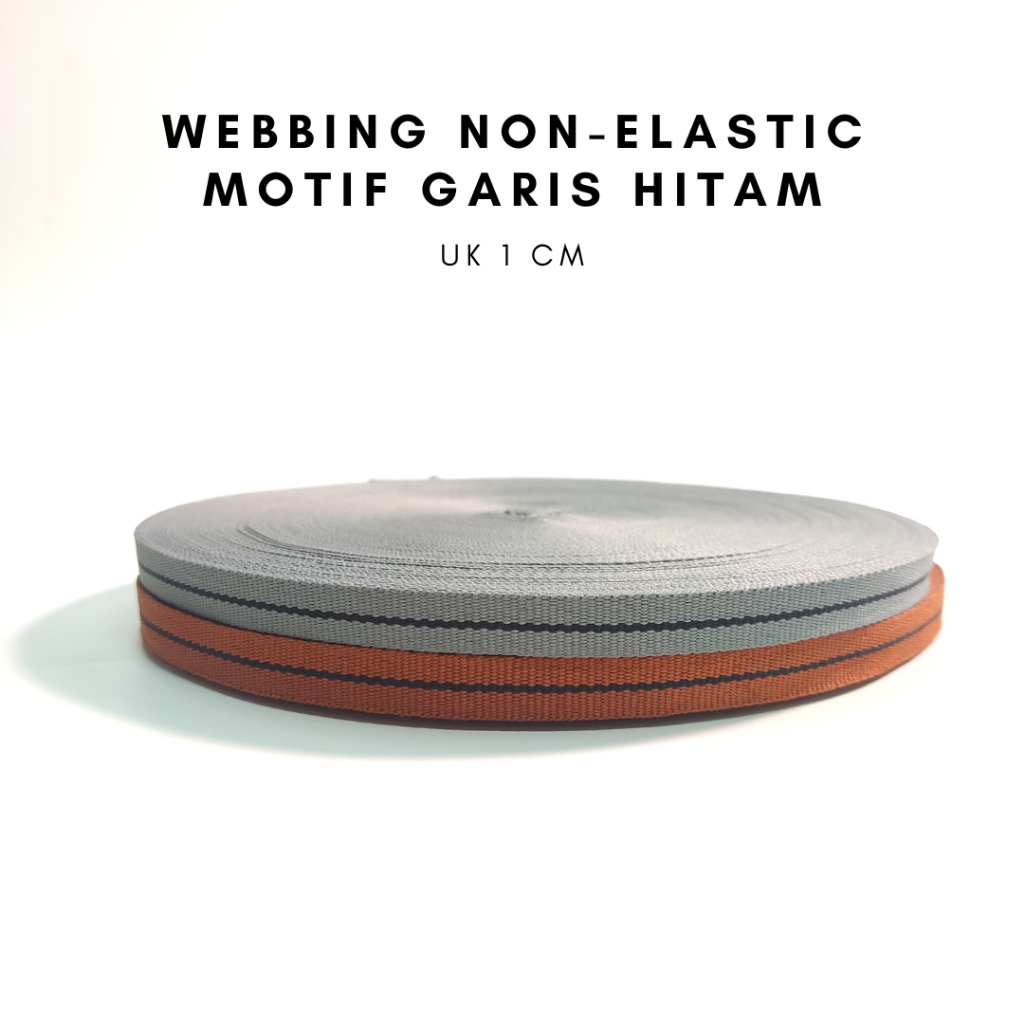 tali webbing | tali bisban | webbing non elastic | webbing motif garis hitam 1 cm |webbing