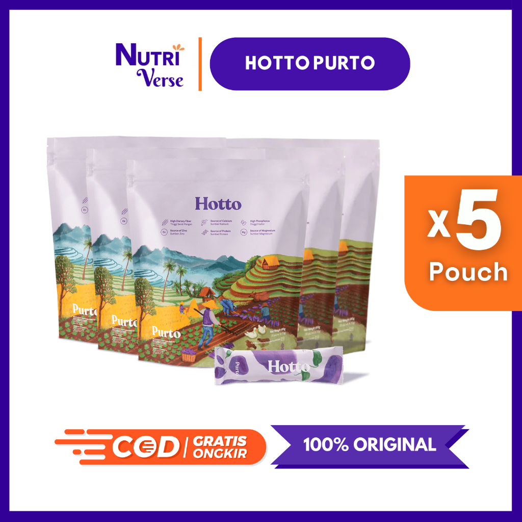 

5 Pouch Hotto Purto Isi 80 Sachet | Multigrain with Purple Potato