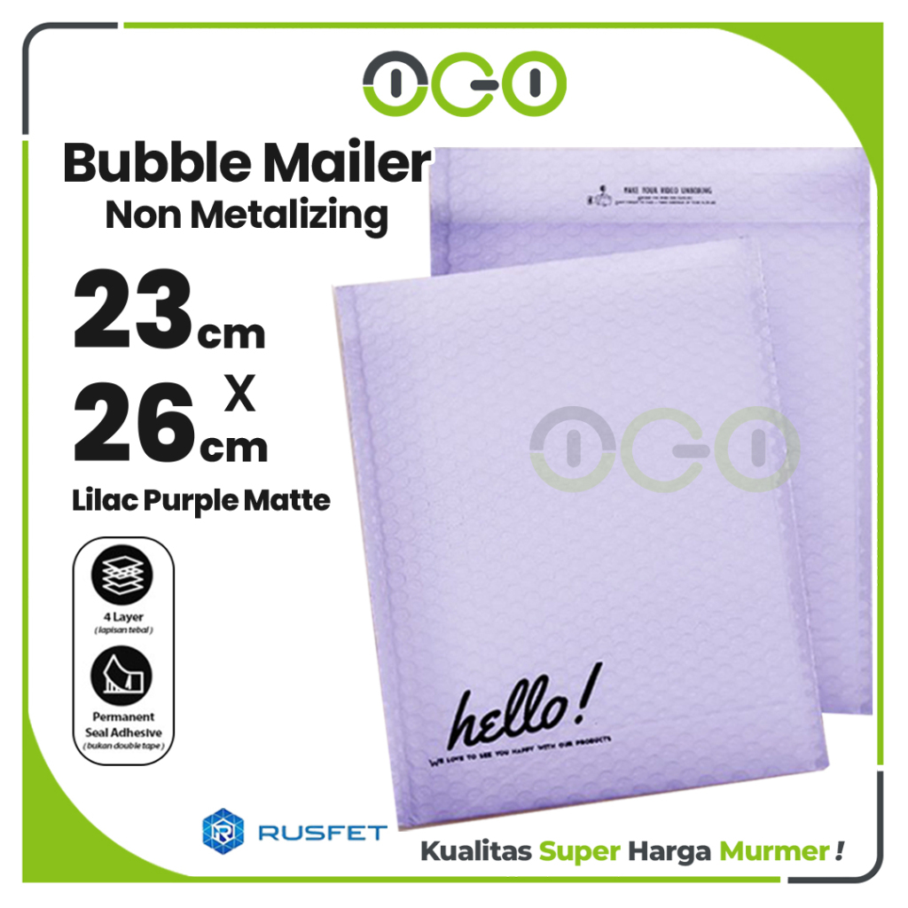 

Amplop Bubble Mailer Ungu Lilac Purple 23 x 26 cm Harga Satuan / Amplop Packing Olshop Hello Rusfet