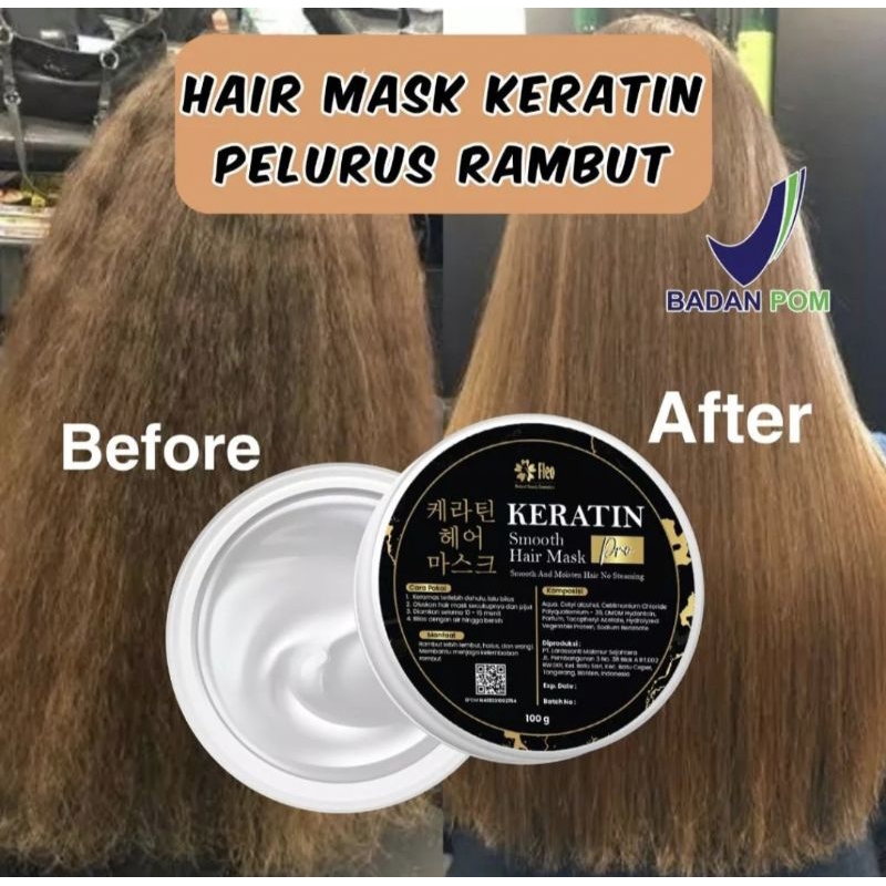 Hairmask Keratin Smoothing by FLEO 100gr / Masker Pelurus Rambut / Hairmask Pelurus Rambut Ala Korea