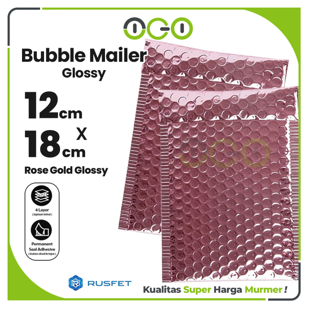 Amplop Bubble Mailer Pink Rosegold 12 x 18 cm Harga Ecer Satuan / Amplop Packing Olshop Hello Rusfet