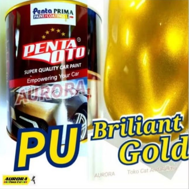 Cat Penta Oto PU Brilliant Gold Met 200ml Berlian Brilian Kuning Emas Metalik Metallic Metalic