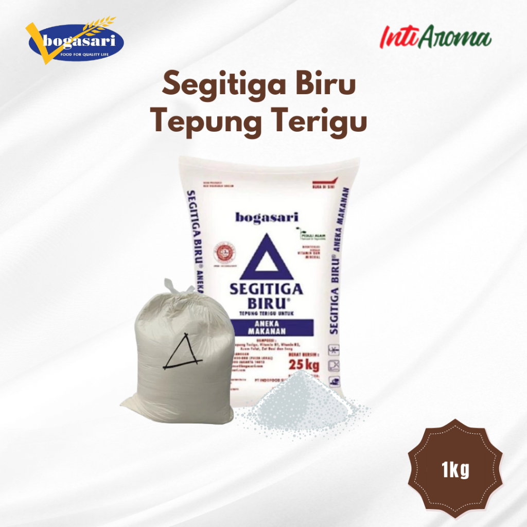 

Segitiga Biru Tepung Terigu Serbaguna Bogasari Kemasan Repack 1kg - Untuk Masakan, Kue, Roti, dll