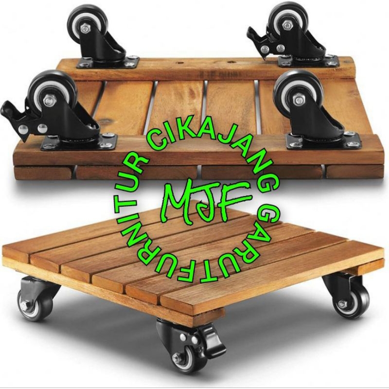(RAEDY STOK)Troli kayu/Roda troli/Roda pengangkut barang/alas kulkas/Palet kayu mahoni/Teroli Costum