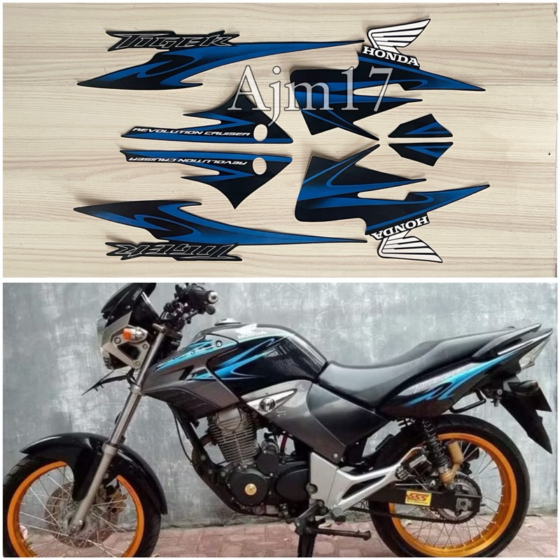 STIKER STRIPING MOTOR TIGER REVOLUTION 2013 HITAM BIRU