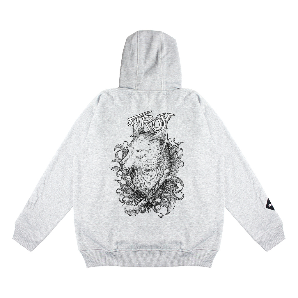 Troy Company Hoodie Zipper Grey Misty Arrow Wolf - Hoodie Zipper Hoodie Abu Misty ZHD 2844
