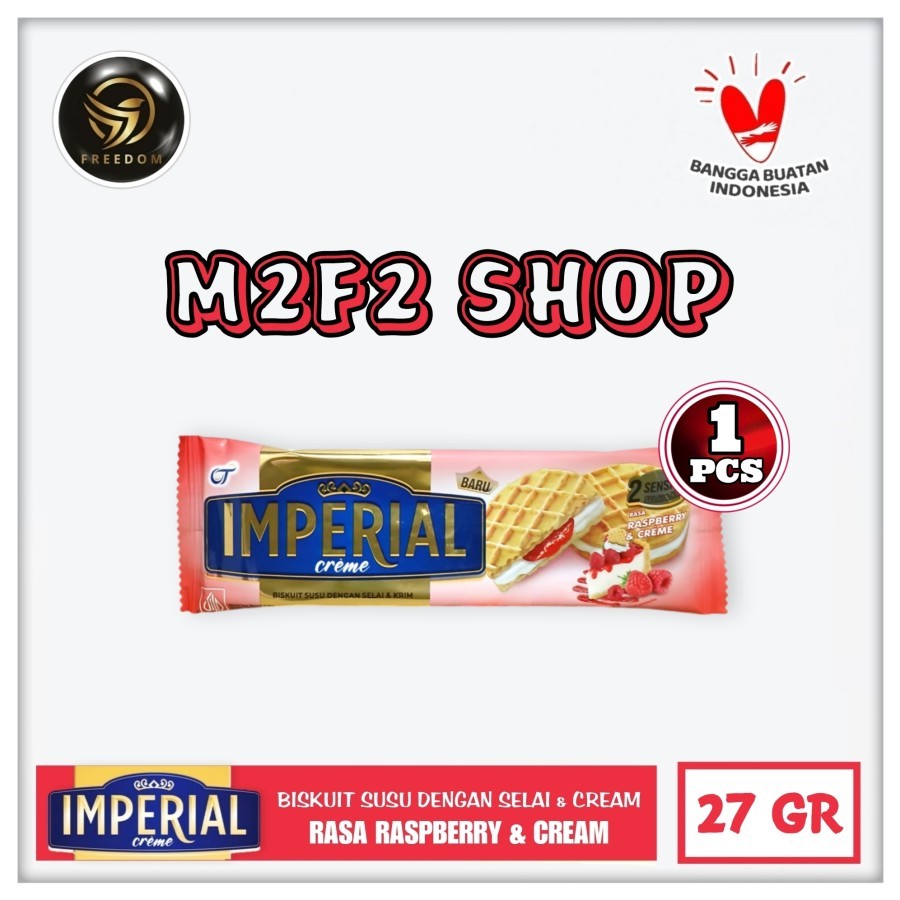 

Imperial Creme Raspberry | Biskuit Susu Selai Rasa Raspberry & Krim Sachet - 27 gr (Kemasan Satuan)