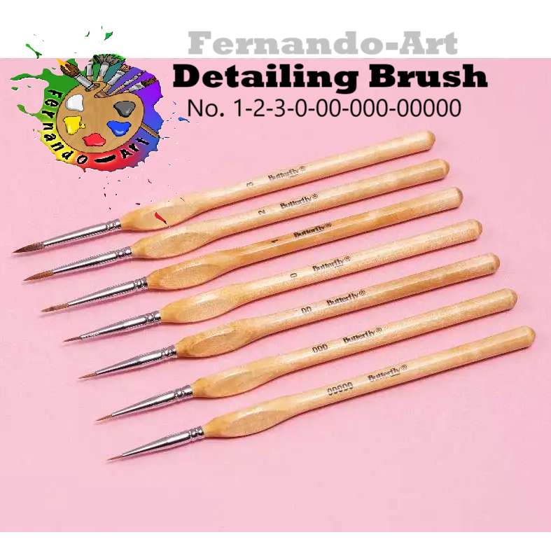 

Butterfly Nylon Detailing Paint Brush / Kuas Lukis Liner, Miniature / Figurine, Face & Nail Painting - Detail / Fine Brush