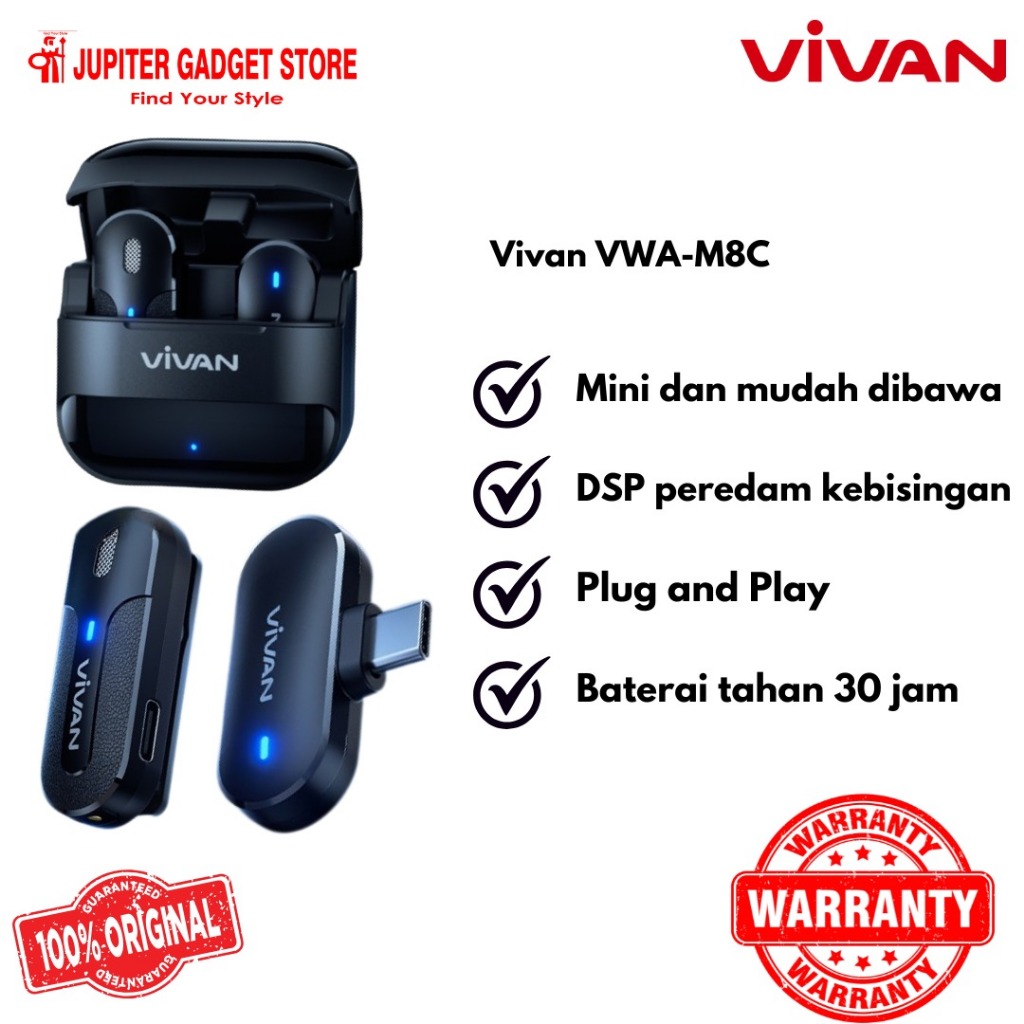 VIVAN Wireless Clip On Mic Microphone VWA-M8C VWA-M8L