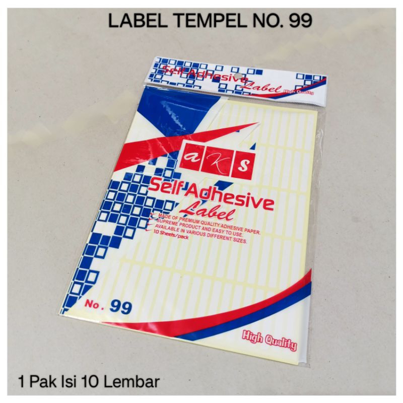 

1 Pak Label Tempel No.99 Isi 10 Lembar