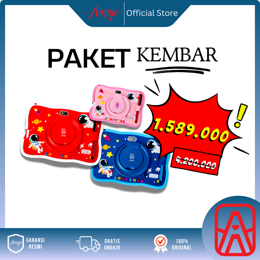 PAKET KEMBAR AMIYO TAB STUDY KIDS Tablet Anak A15 Astronout Version Tablet Astronout Tablet Edukasi