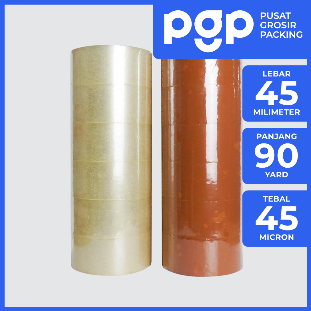 

Lakban Bening / Cokelat 45mm x 90 Yard | 1 Slop Isi 6 Pcs/Roll | OPP Tape 2 Inch 90Y | Lakban Murah Berkualitas