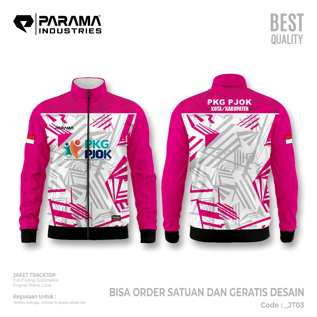 PARAMA INDUSTRIES || PROMO GRATIS DESAIN PREMIUM TRACKTOP JACKET PKG PJOK || JAKET GURU OLAHRAGA