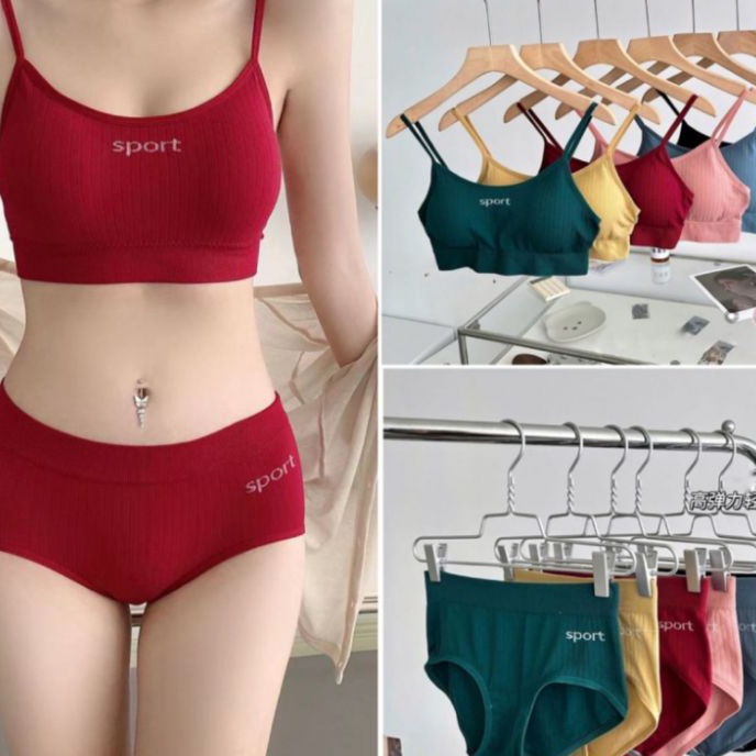 Potongan BR12 Bra set setelan olahraga wanita Bra dan CD set Bra set CD set sport bra set