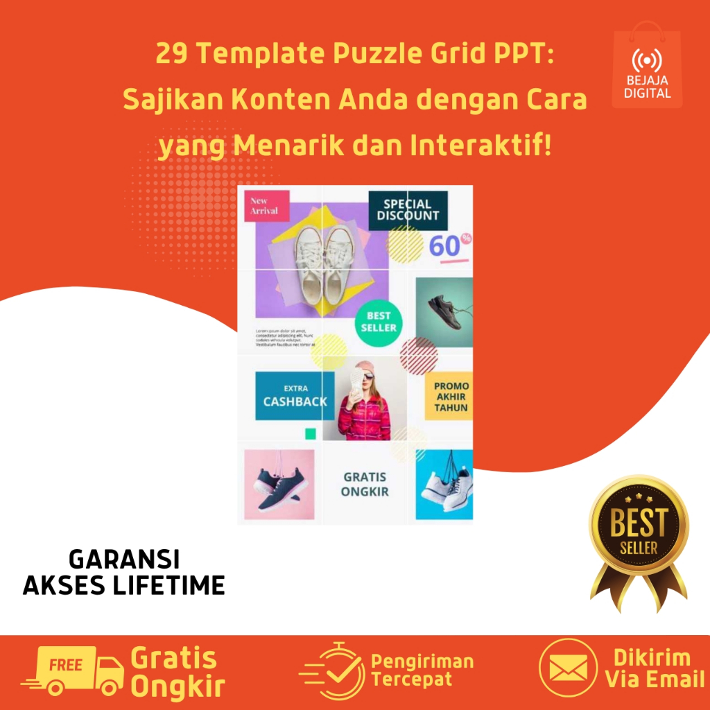 Template Puzzle Grid PowerPoint untuk Desain Kreatif
