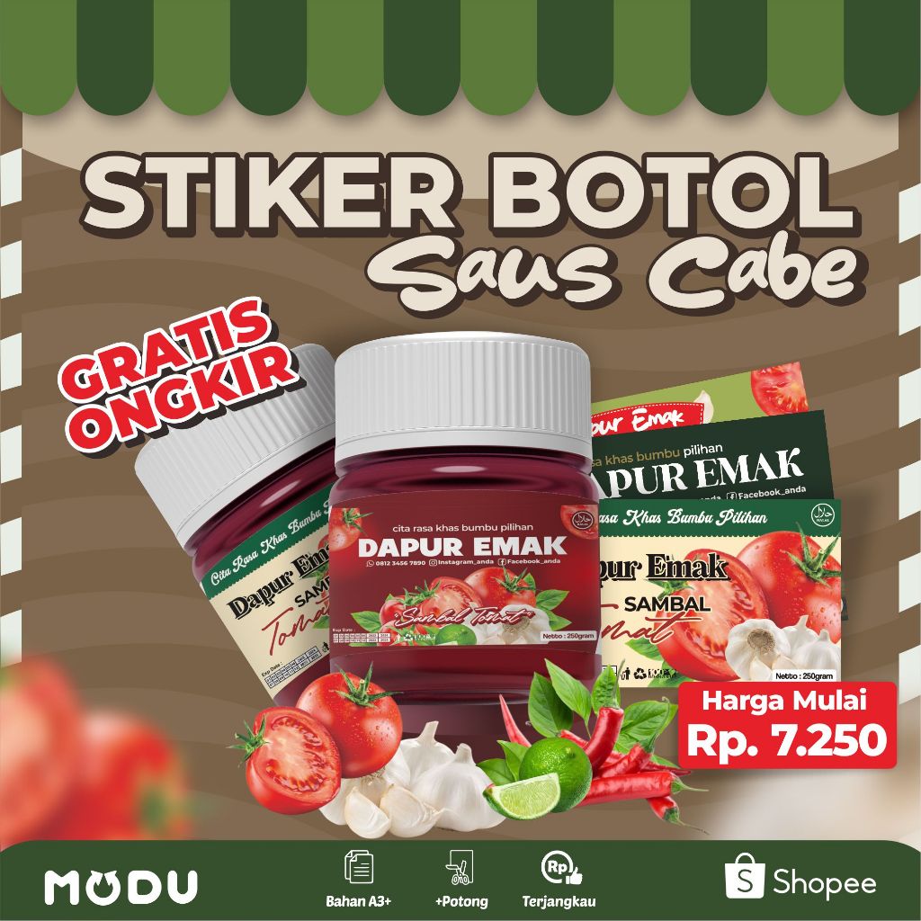 

Stiker sambal botol homemade custom a3 murah tinggal tempel