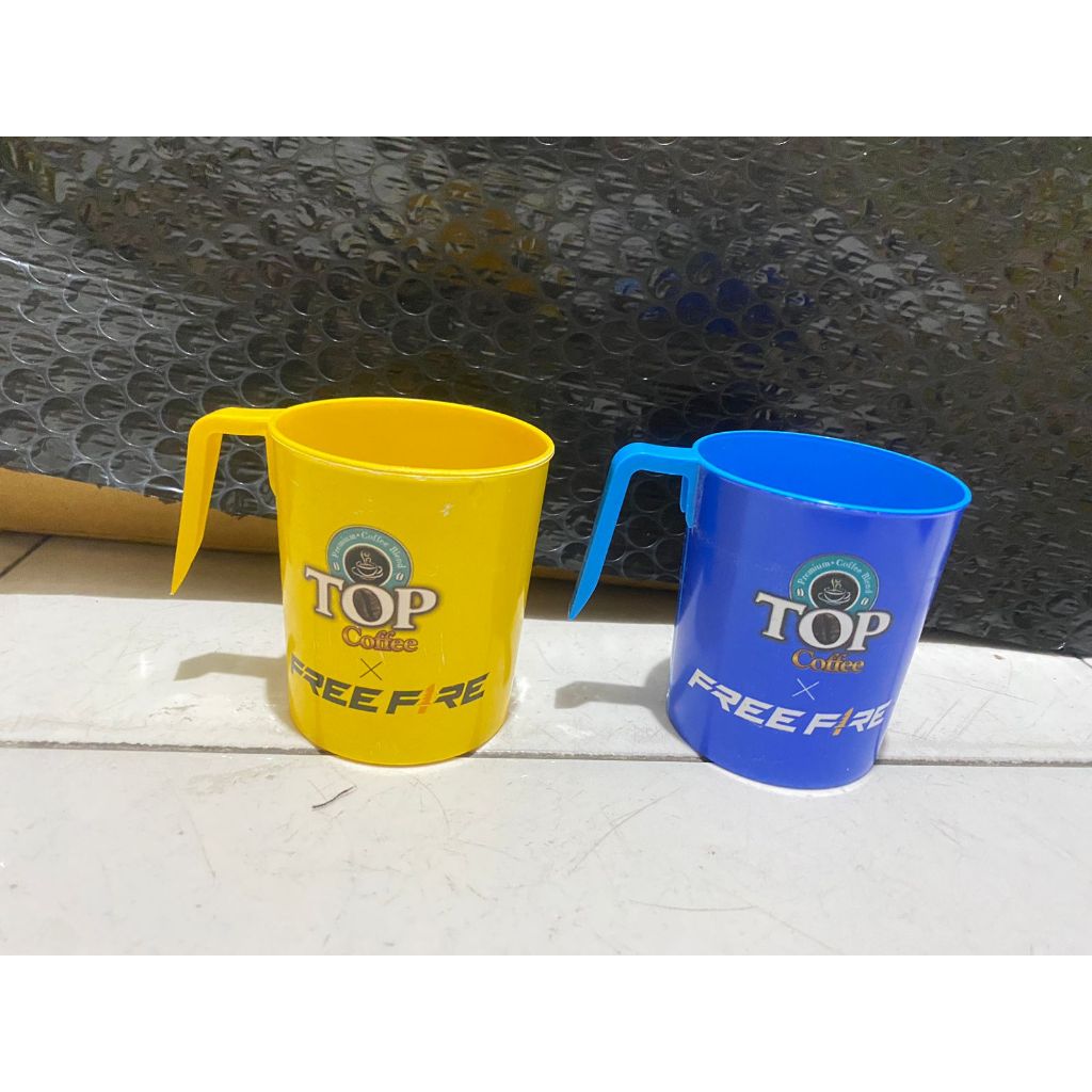 12PCS GELAS MINUM FREE FIRE FF WARNA BIRU KUNING MURAH MERIAH GELAS KOPI GELAS PLASTIK