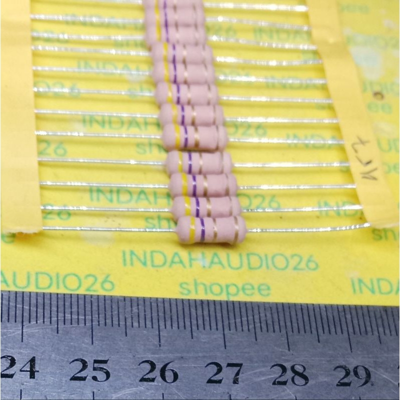 PINK 4r7  1W 5% kaki tembaga resistor 4.7 r 1 watt  4,7 ohm 1 w 1watt 5 persen 4r7 1w