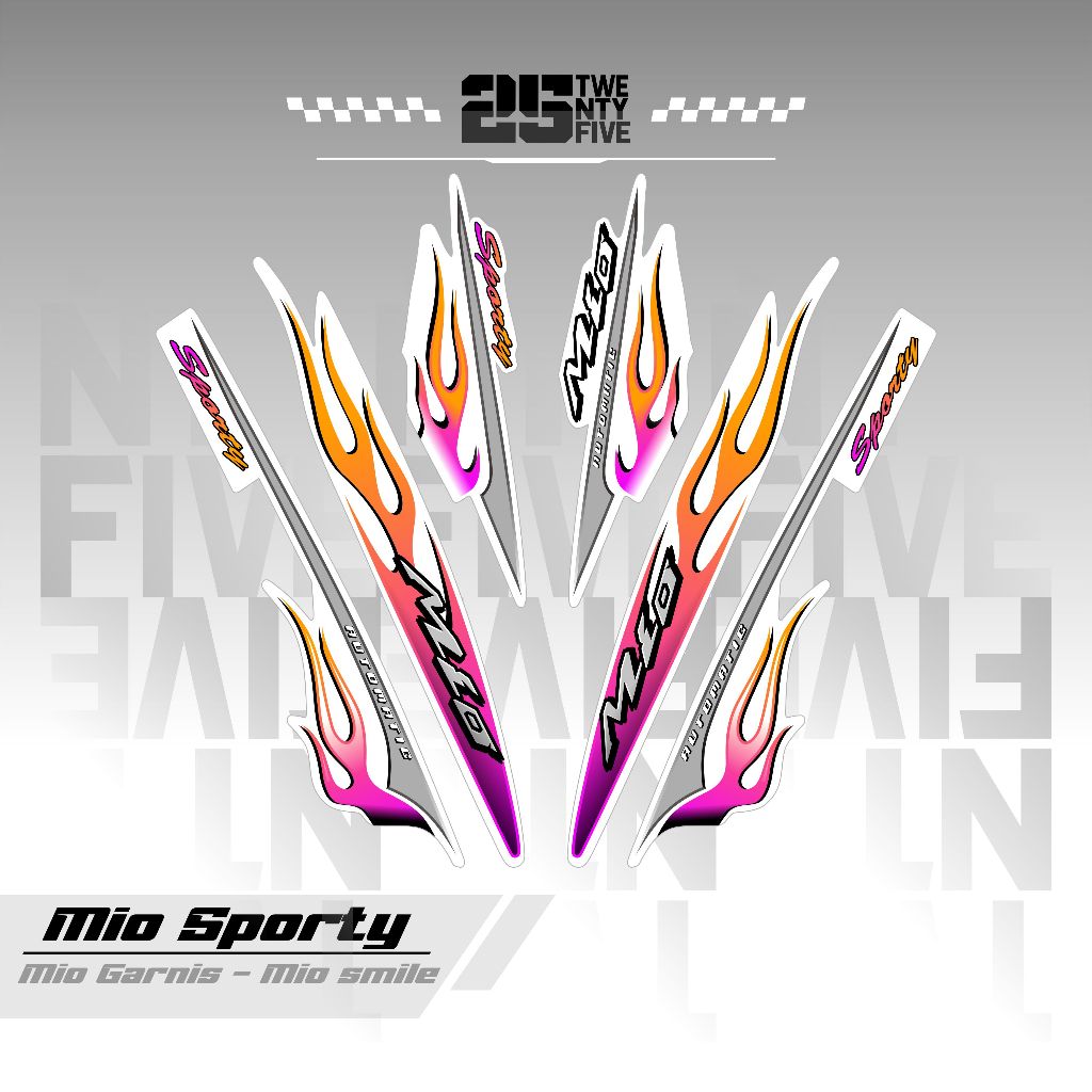 STRIPING MIO SPORTY API/VARIASI 2/DASAR PUTIH/STIKER MIO SPORTY/MIO SMILE/STRIPING MIO API/STIKER MO