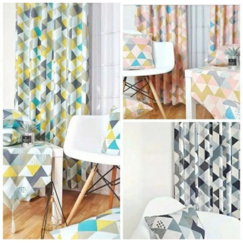 Gorden motif piramid/Gorden motif pintu kamar/Gorden motif aestetic/Gorden jendela minimalis