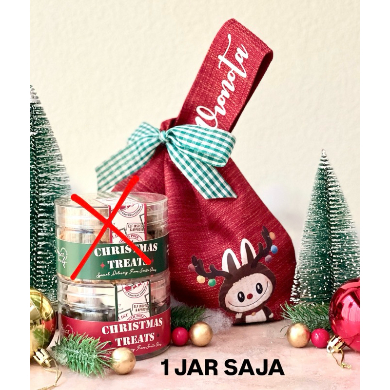 

PERSONALIZED BUBU KNOT BAG & 1 JAR OF CHRISTMAS TREATS (1 JAR SAJA) • Hampers Natal 2024 • FREE CUSTOM NAMA • Christmas Hampers & Gift • Parcel Natal • Personalized Gift • Custom Hampers • Hiasan Natal • Hadiah Spesial Labubu • Kado Kue Natal Murah