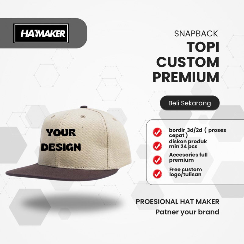 Topi snapback custom bordir full premium