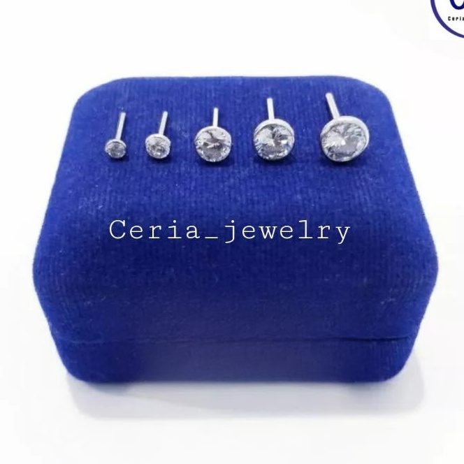 KF7 Anting Perak Asli Sier 925 Lapis Emas Putih Model Tusuk Giwang Mata Burung  Anting Wanita Anti K