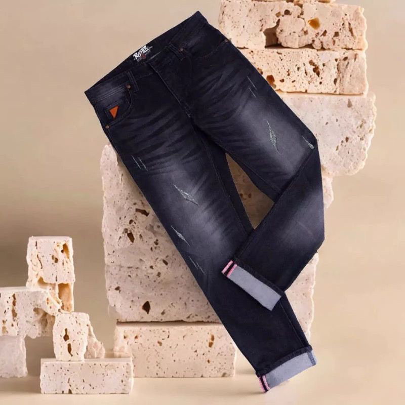JEANS BIKERS SOBEK CELANA JEANS BIKERS SOBEK LAPIS BLACK SANDWASH WISKER CELANA JEANS SOBEK PRIA SOB