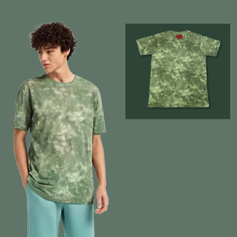 Kaos Pendek Kasual Katun Motif Tie Dye Hijau Pria/Wanita (HELIO&SCO)