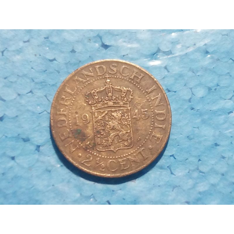 Uang Koin Nederlandsch Indie 2,5 Cent Tahun 1945
