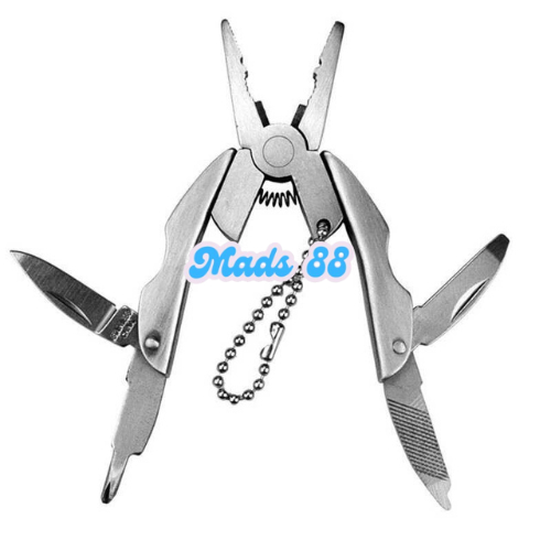 Tang Pisau Peso Obeng Lipat Alat Reparasi Perbaikan Barang 5 in 1 Stainless Multifungsi