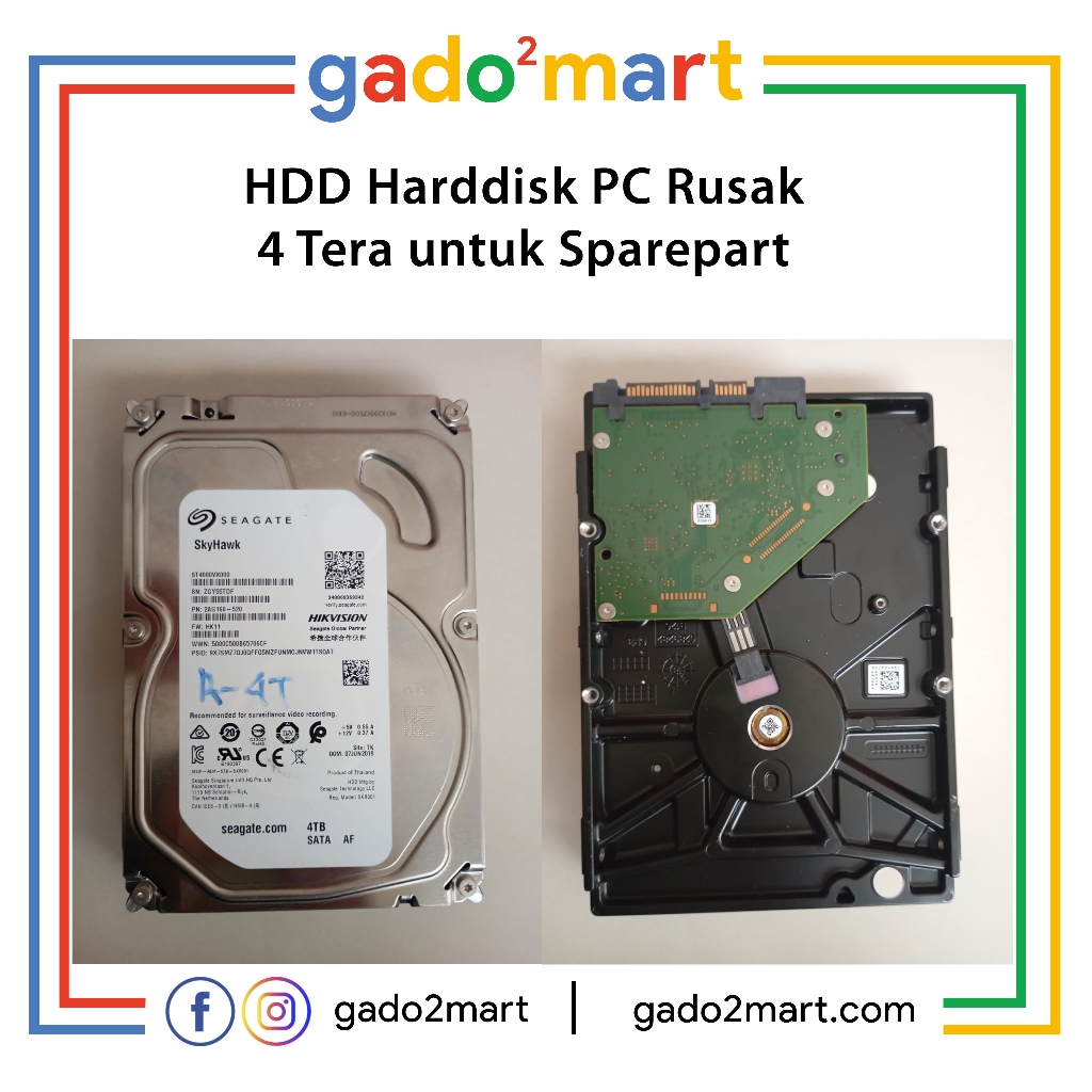 HardDisk Bekas 4 TB Kondisi Rusak Untuk Spare Part