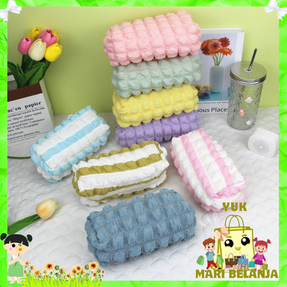 

YMB Tempat Pensil Puffy Aesthetic Kotak Pensil Sleting Lucu Warna Macaroon Aesthetic Crinkled Fufu Pouch Tempat Pensil Bulu Bentuk Bantal Kotak Cute Pillow Make Up Pouch Organizer Travel Kapasitas Besar