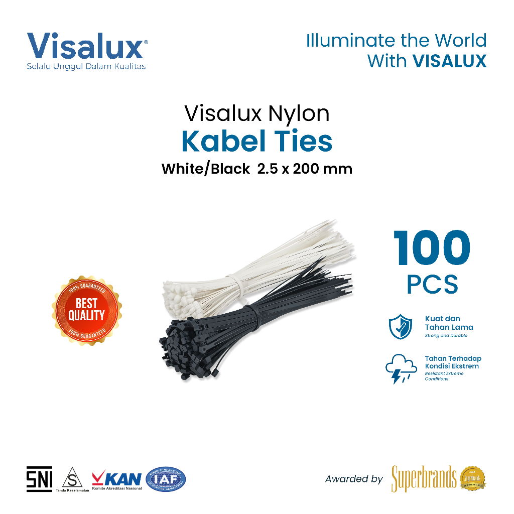 

Visalux Nylon Kabel Ties 2.5 x 200 mm (VKT20025) / Cable Ties