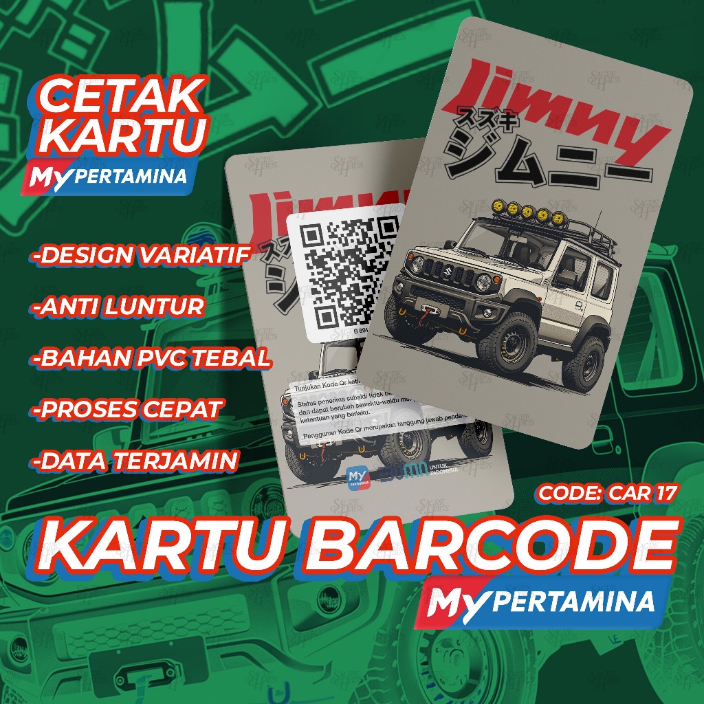 

CETAK KARTU PERTAMINA BARCODE MYPERTAMINA CAR SERIES BIKIN KARTU BARCODE PERTAMINA
