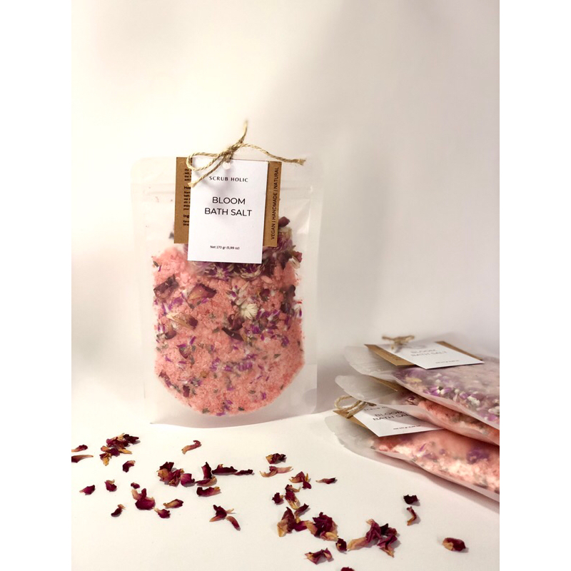 Bloom Bath Salt by scrub.holic 170 gr Free Tea Bag Pouch | Mandi Garam Relaksasi Aromaterapi | Foot 
