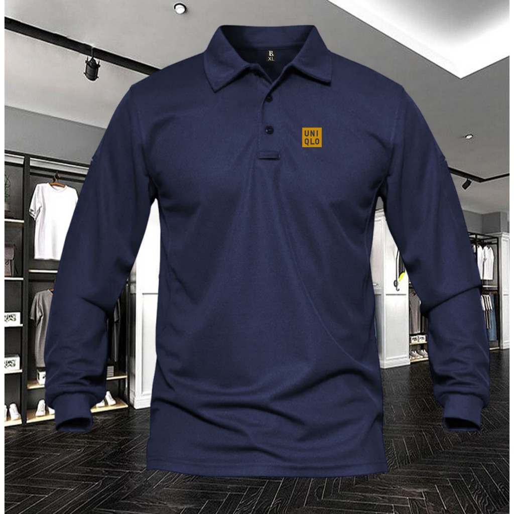KAOS POLO LENGAN PANJANG UNIQLO GOLD PRIA WANITA KAOS KERAH